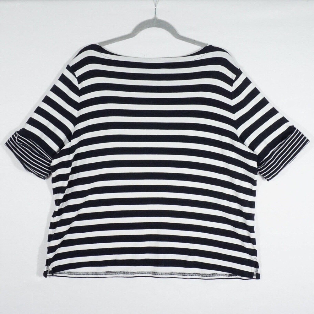 Lauren Ralph Lauren Women's Striped Crop Top Size 3X Short Cuff Sleeve
